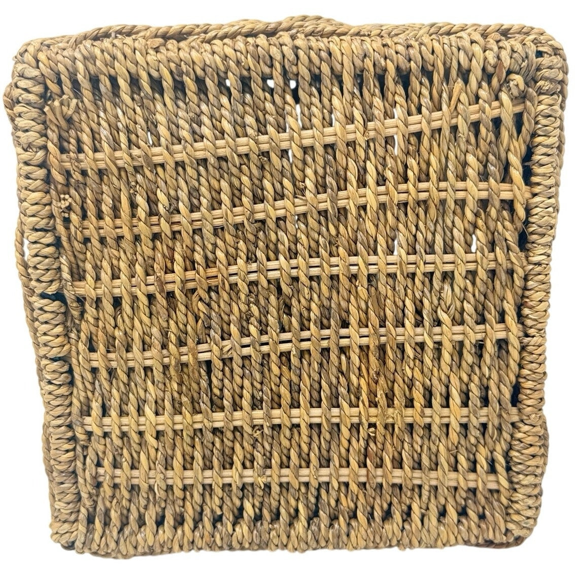 Vintage Wicker Palm Tree Waste Basket Trash Can Tropical Island Decor