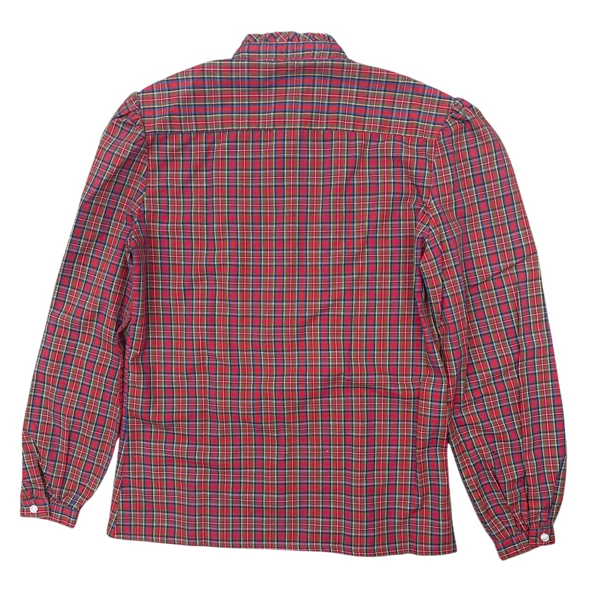 Vintage 60s Women's Small Prairie Blouse Red Plaid Fitted Shirt