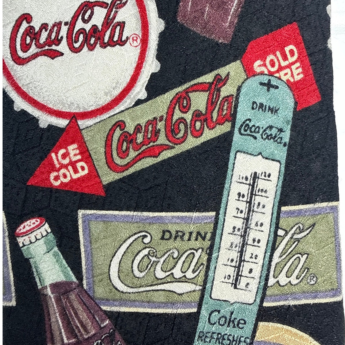 Vintage 90s Coca-Cola Black Novelty Print Polyester Tie Men’s 4” x 60”