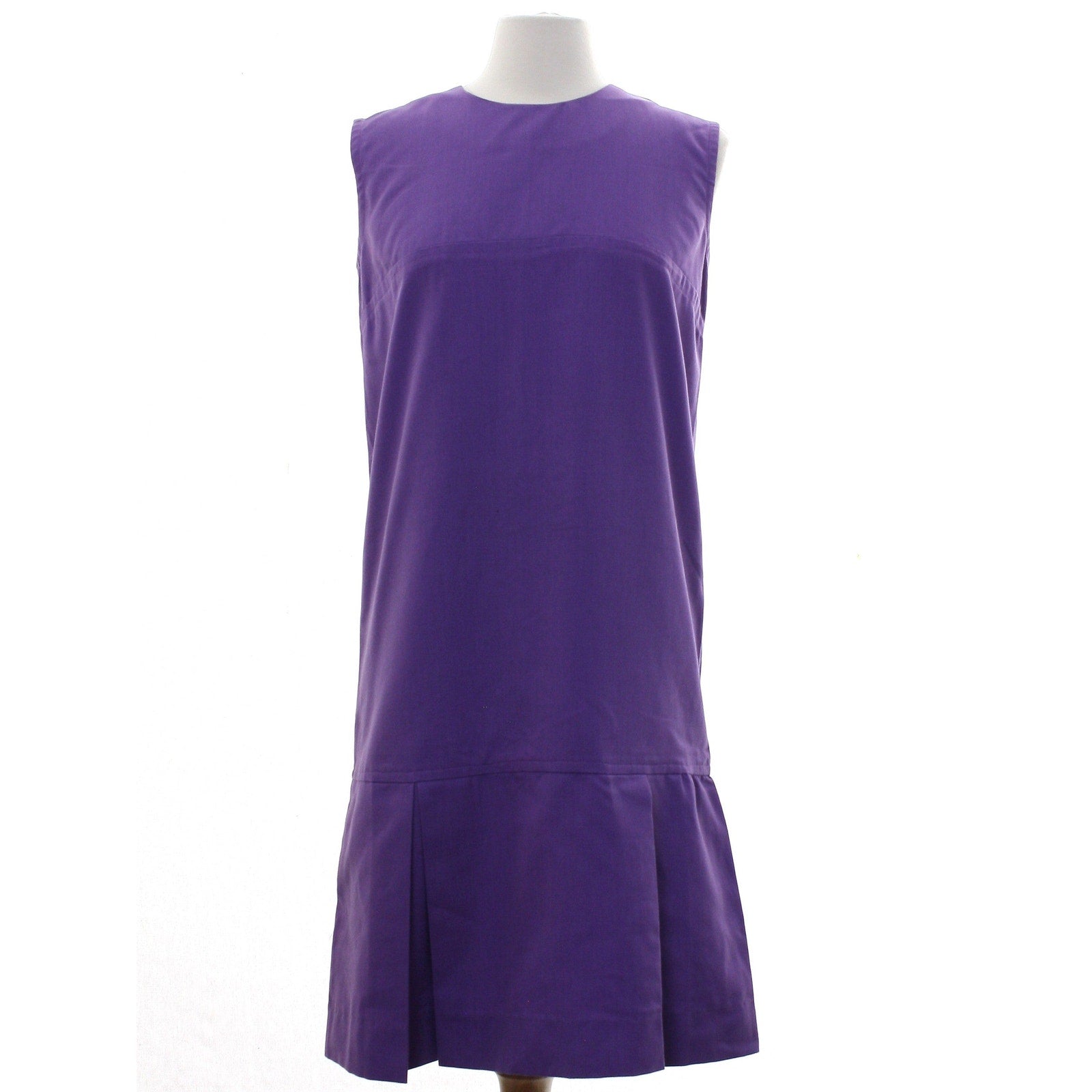 Vintage 1960s Purple Shift Dress Sleeveless Mod Cotton Blend Women's Medium