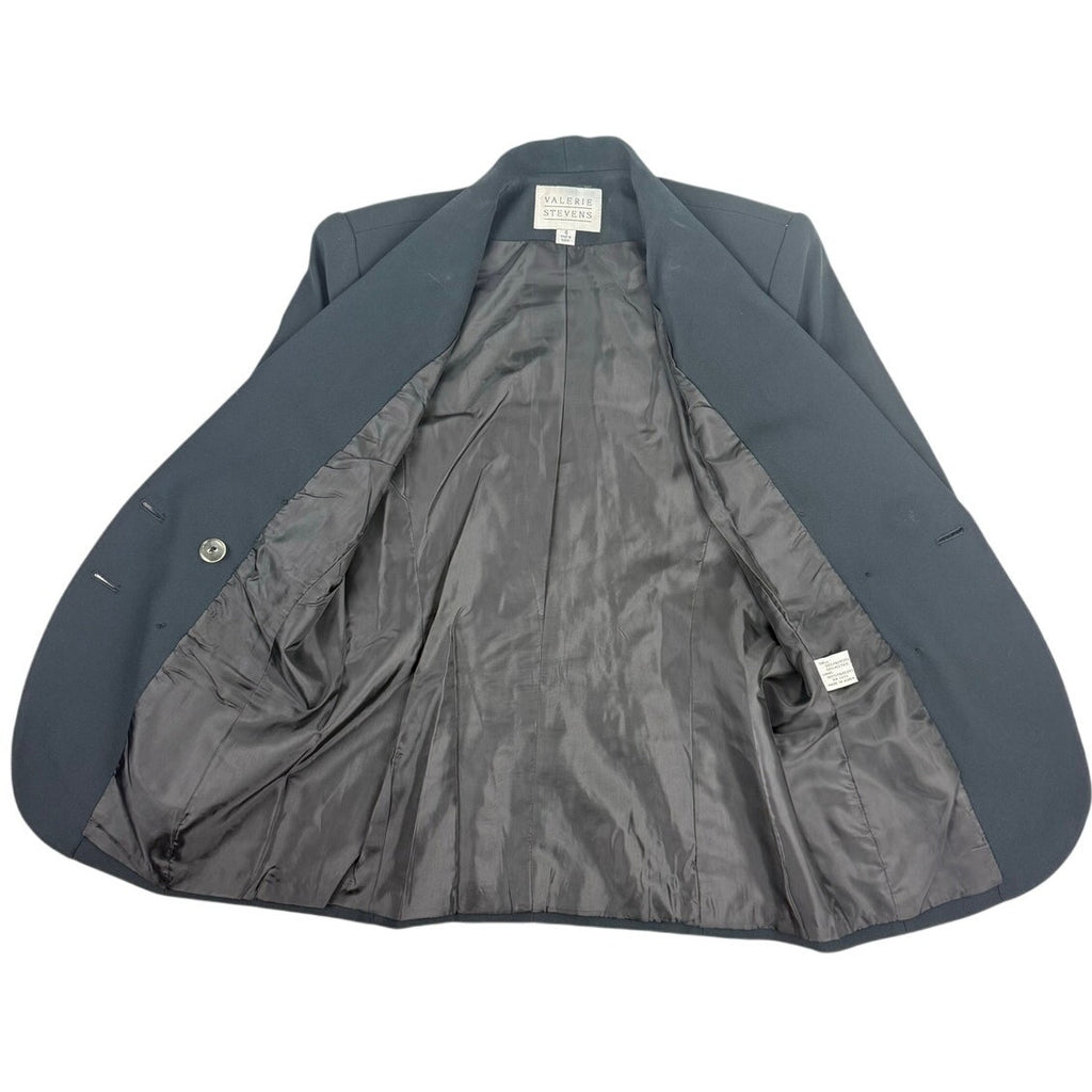 Vintage 80s Valerie Stevens Women's Double Breasted Blazer Jacket Size 4 Black