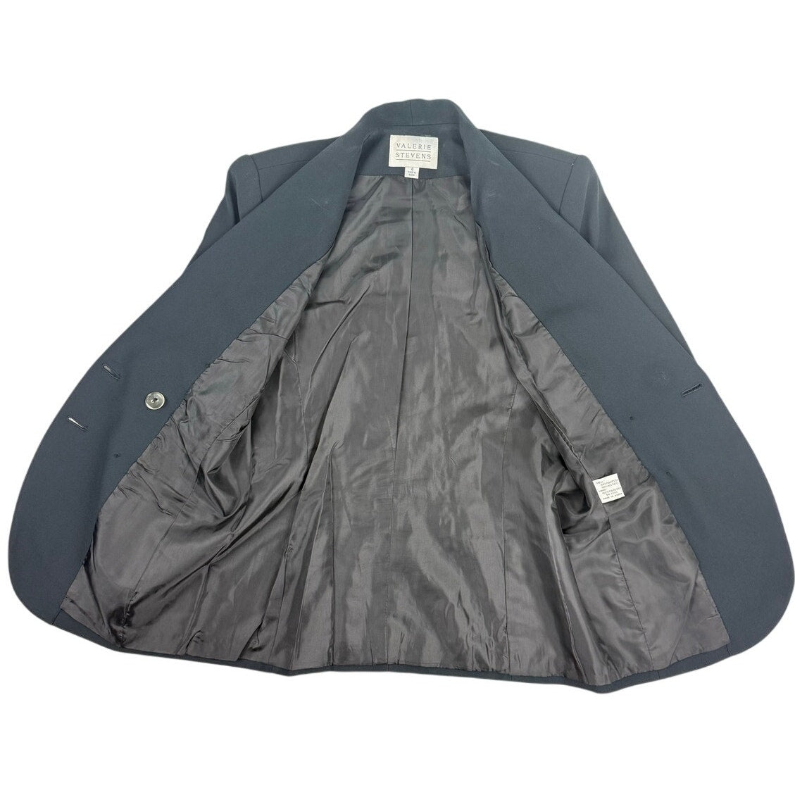 Vintage 80s Valerie Stevens Women's Double Breasted Blazer Jacket Size 4 Black