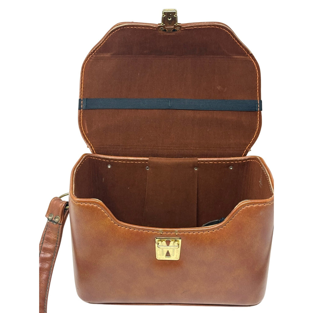Vintage Brown Leather Camera Bag Adjustable Crossbody Shoulder Case