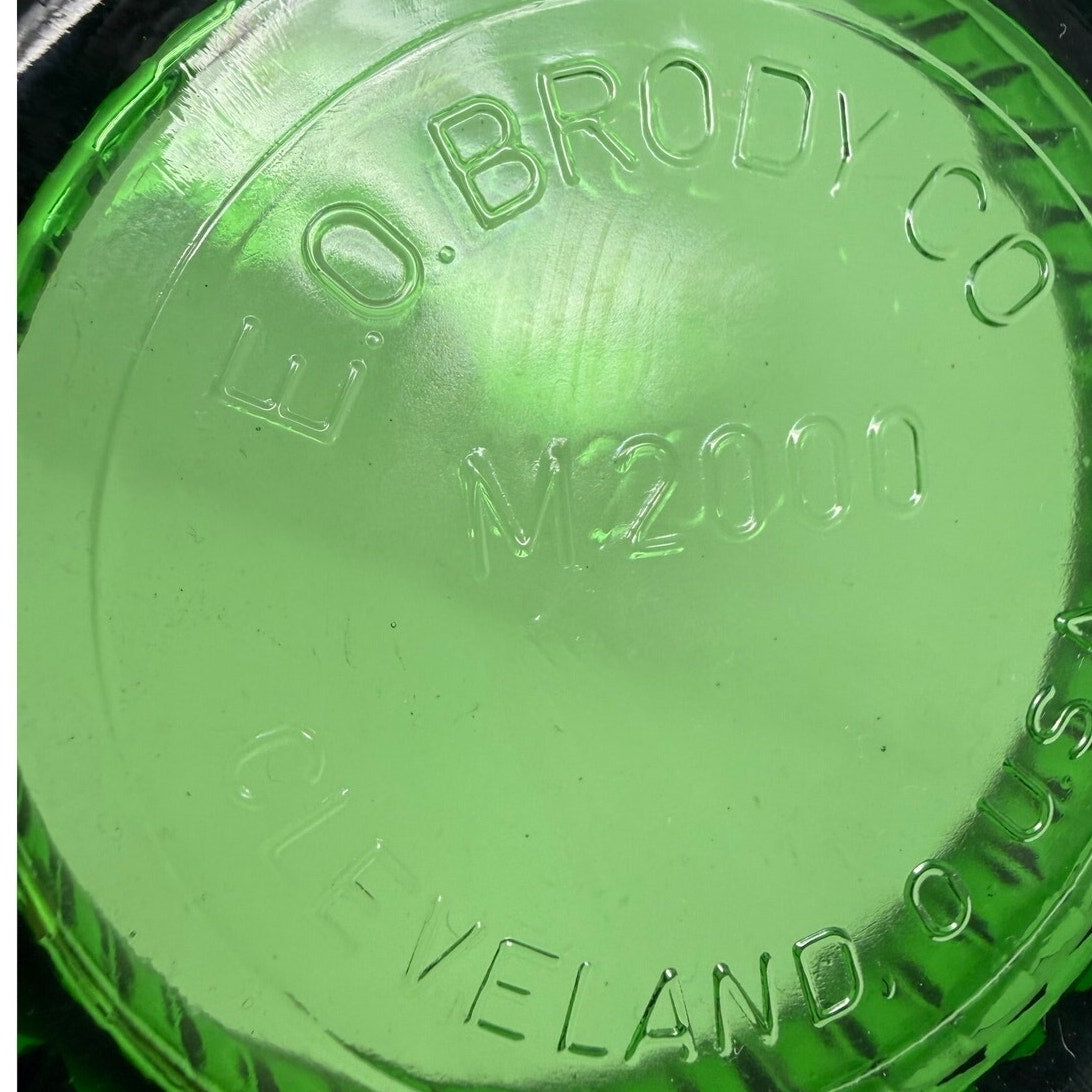 Vintage 50s EO Brody Green Glass Pedestal Bowl Scalloped Edge MCM