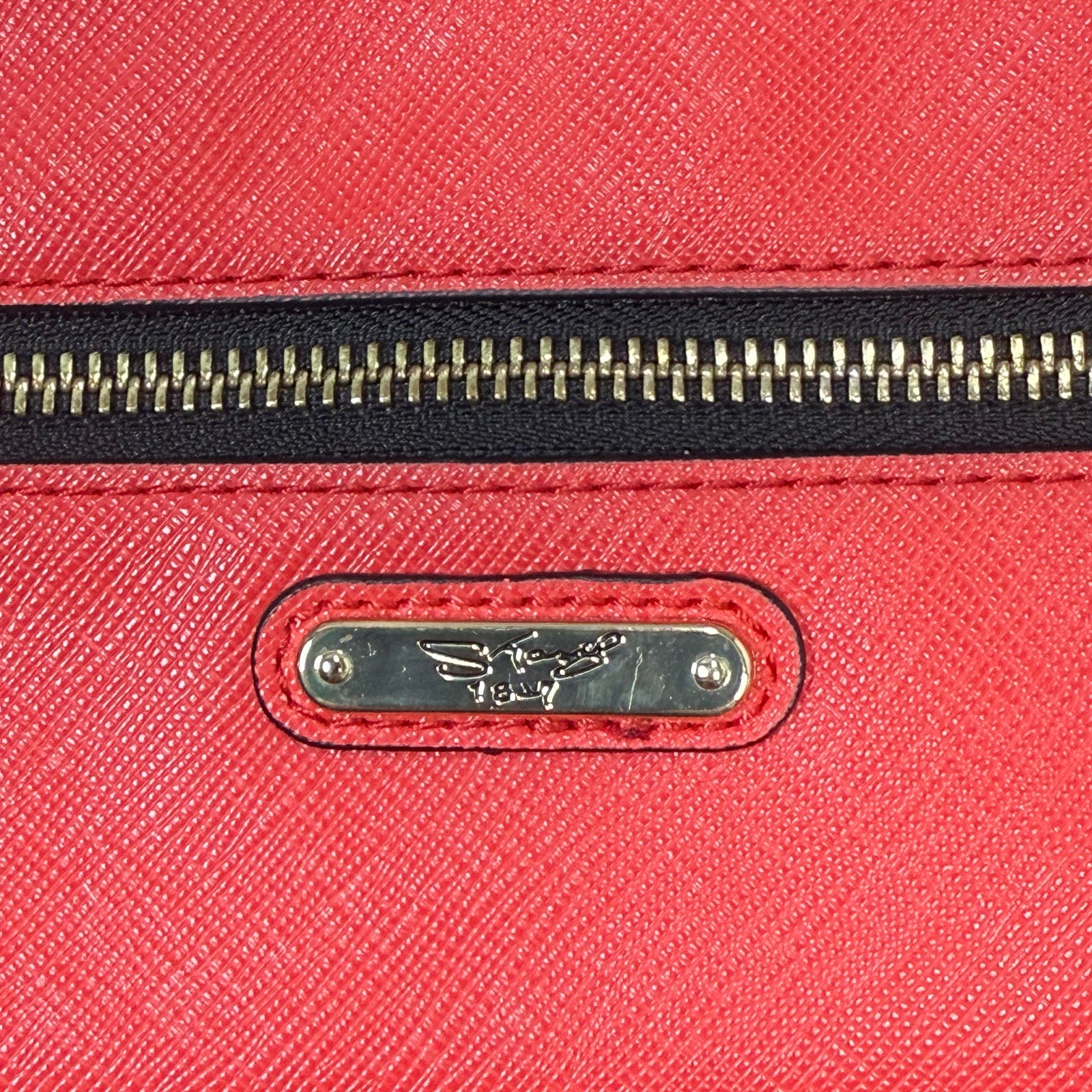 Vintage 90 Sharif Red Black Eye Appliqué Crossbody Bag Faux Fur Leather 8x11