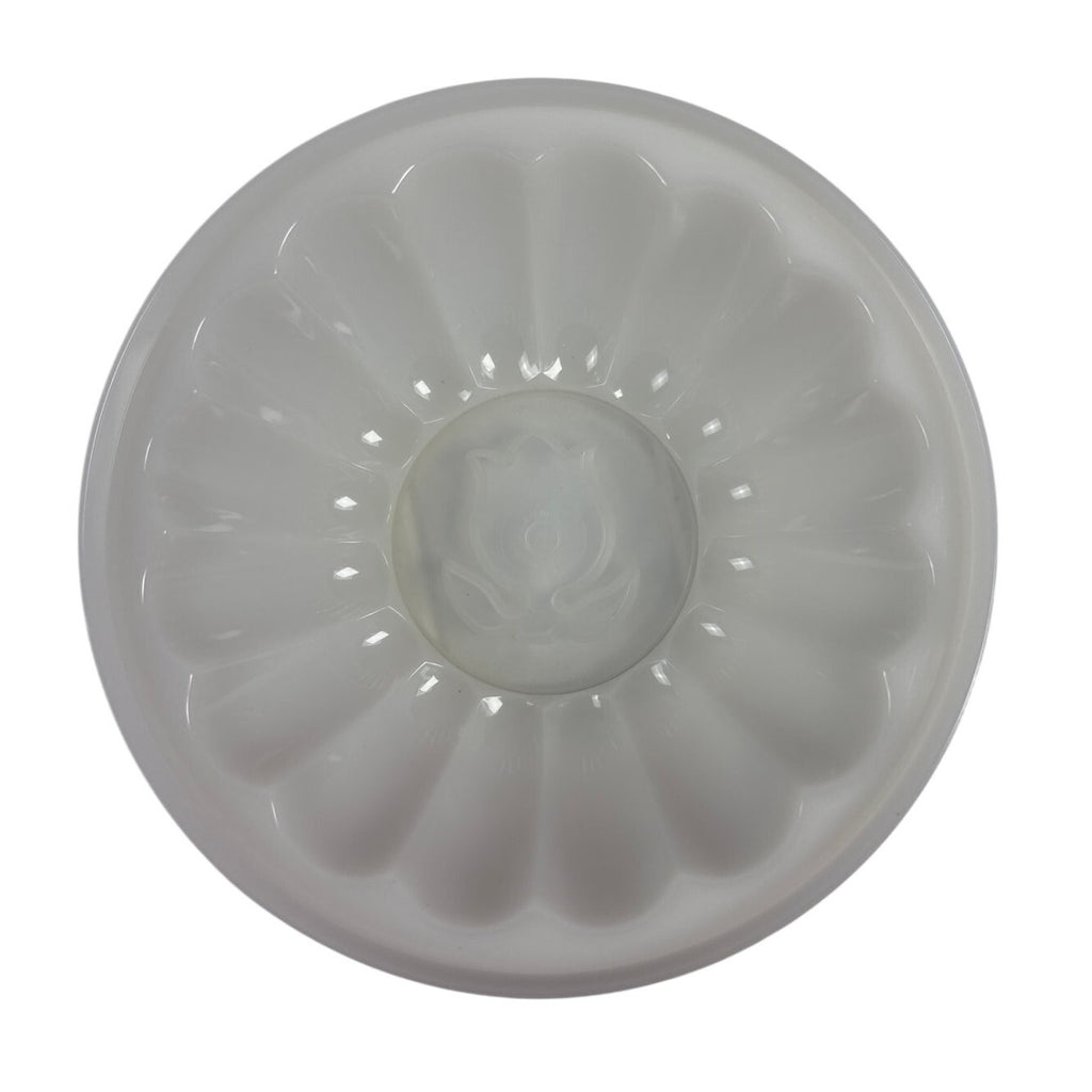 Vintage 70s Tupperware Jel-N-Serve Jello Mold Bowl with Lid Tulip Design 8”