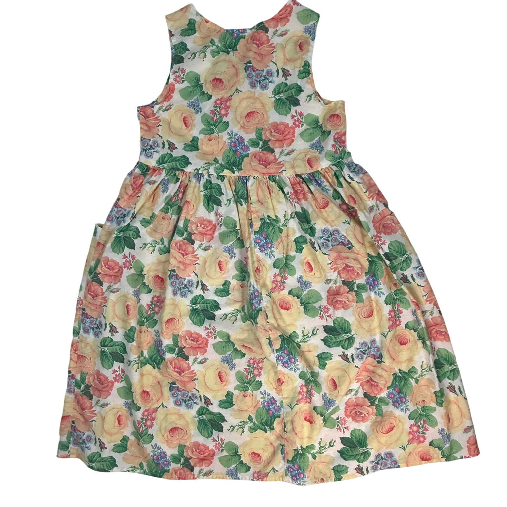 Vintage 90s Girls 16 Dress by Cascade Kids Floral Cotton Made USA Pockets
