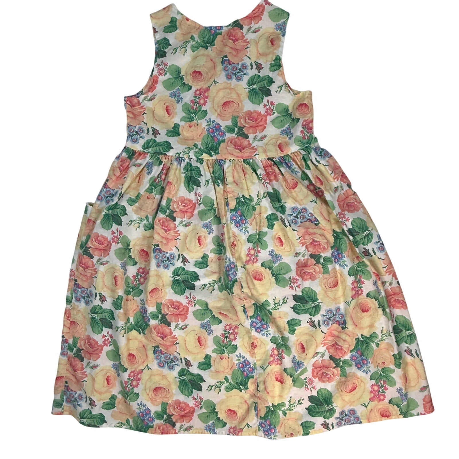 Vintage 90s Girls 16 Dress by Cascade Kids Floral Cotton Made USA Pockets