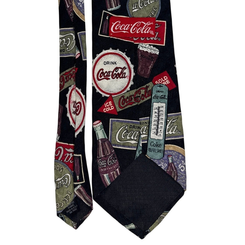 Vintage 90s Coca-Cola Black Novelty Print Polyester Tie Men’s 4” x 60”