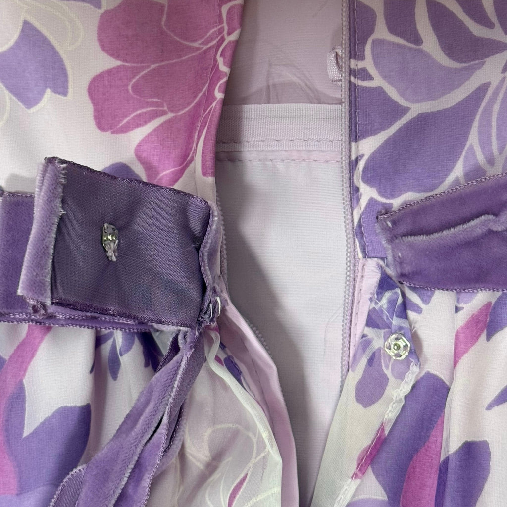 Vintage 60s Purple Floral Prom Bridesmaid Dress Women's S/M Emma Domb