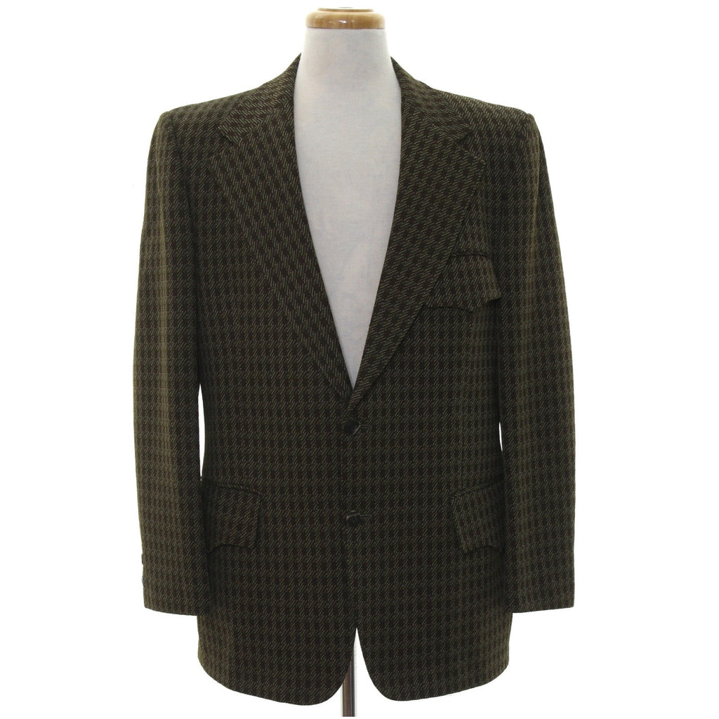 Vintage 70s Monarch Brown Houndstooth Polyester Western Sport Coat 42