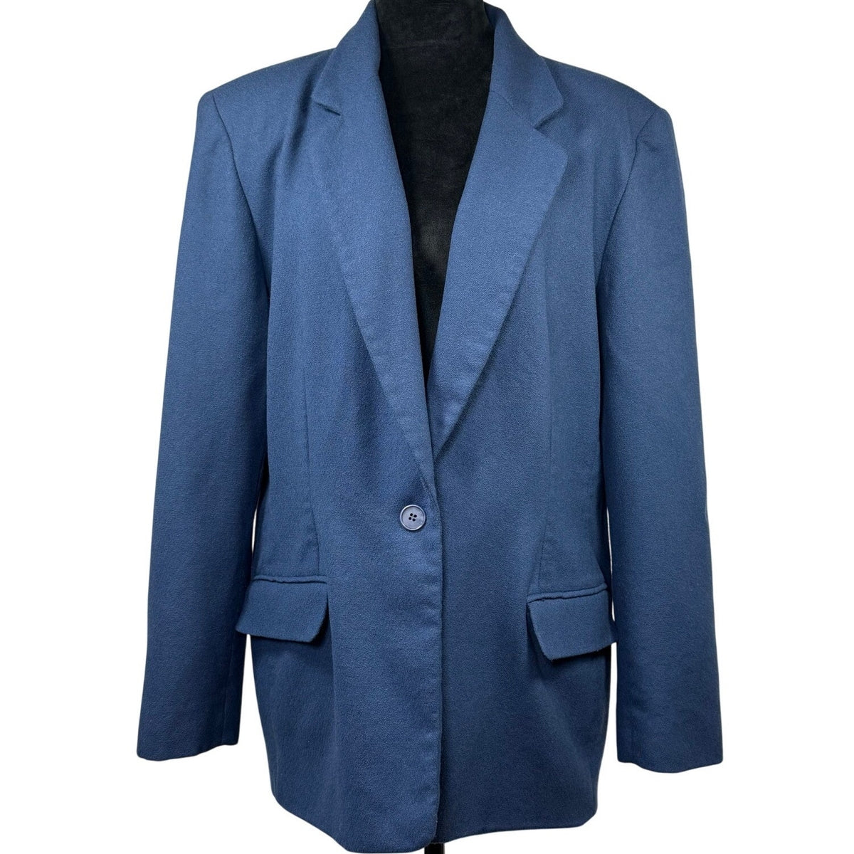 Vintage 80s Pendleton Blue Wool Blazer Jacket Women’s 18 Shoulder Pads