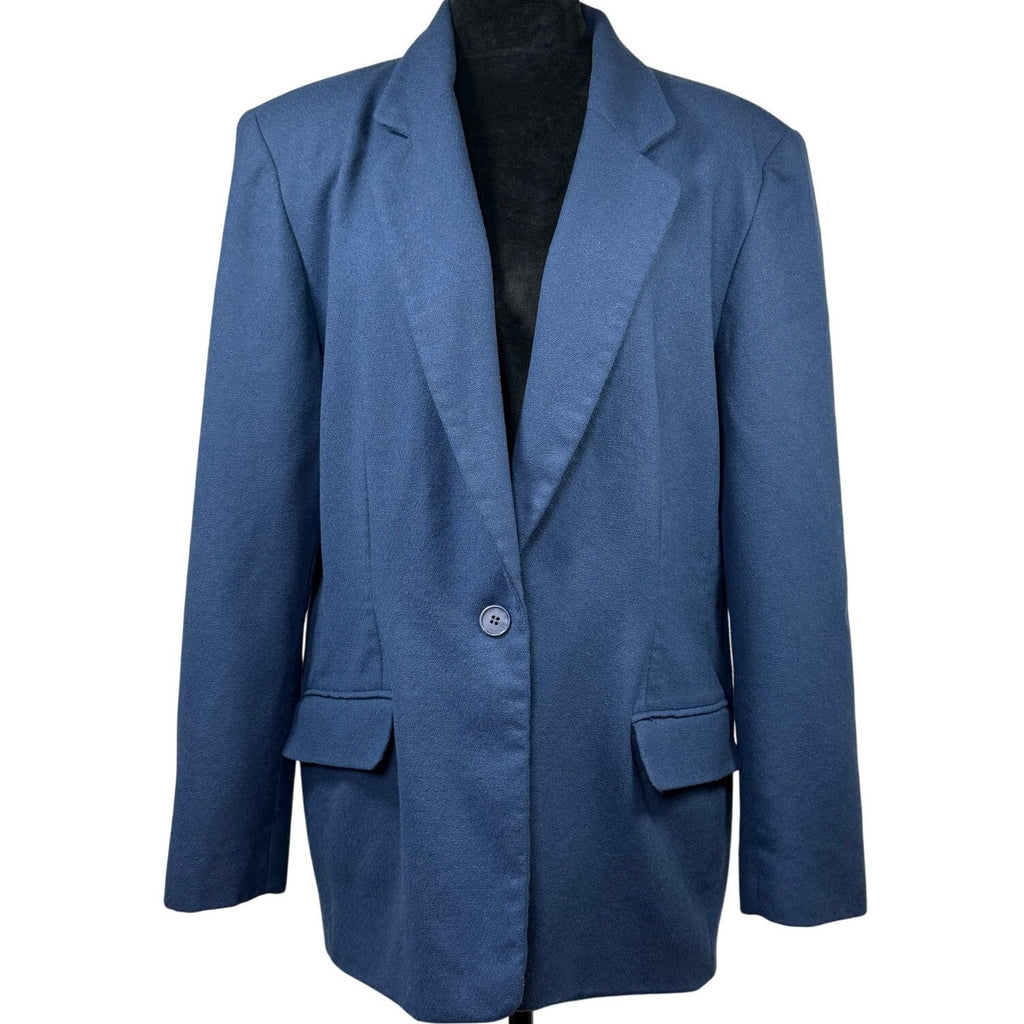 Vintage 80s Pendleton Blue Wool Blazer Jacket Women’s 18 Shoulder Pads