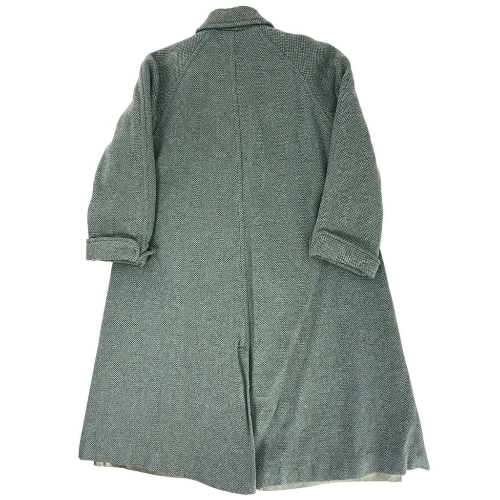 Vintage 1950s Women's Medium Aqua Green Gray Tweed Wool Coat A-Line 40 Bust