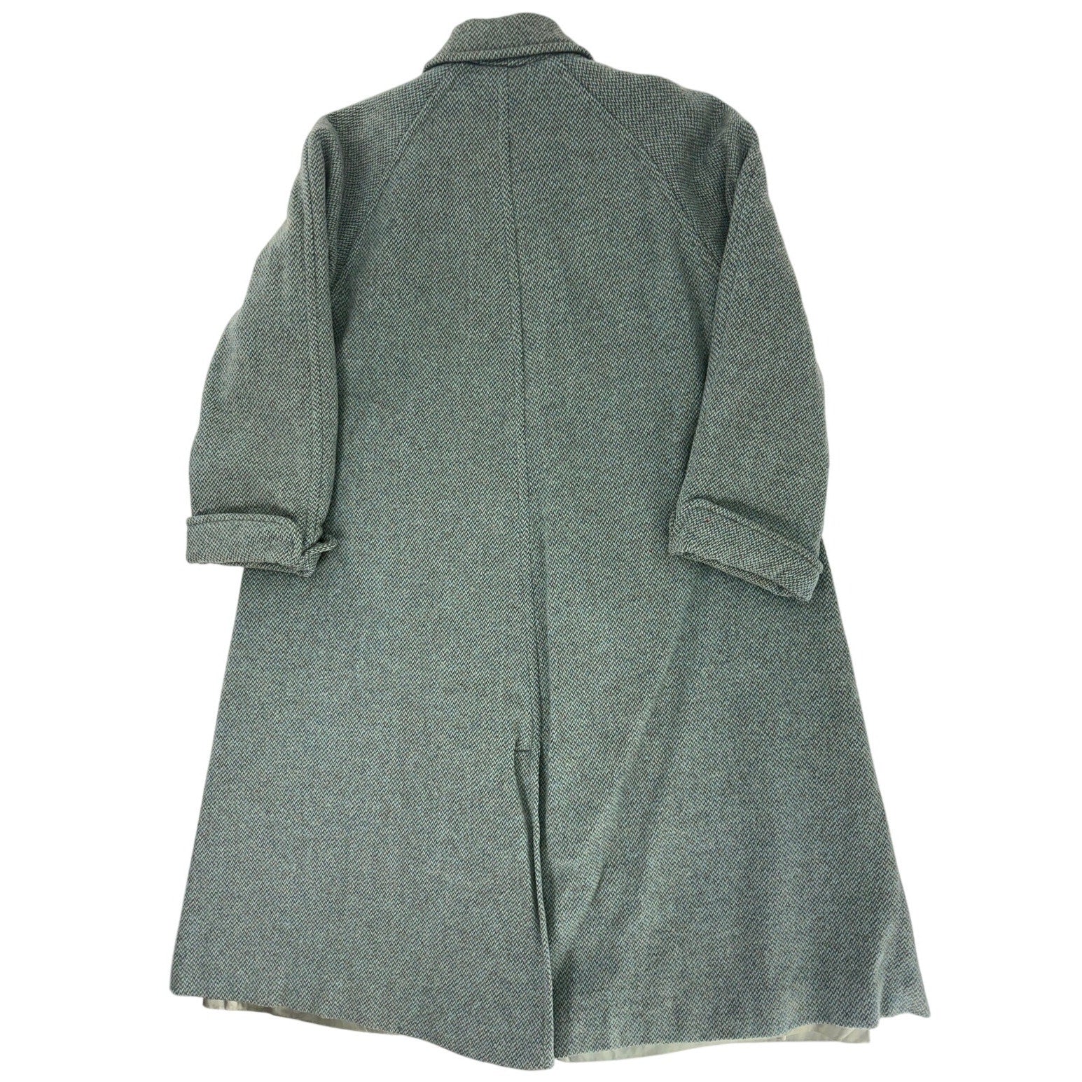Vintage 1950s Women's Medium Aqua Green Gray Tweed Wool Coat A-Line 40 Bust