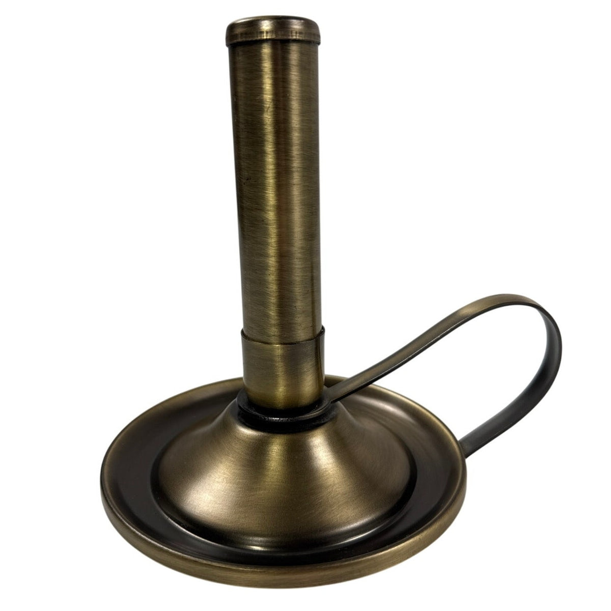Vintage 1970s Brass Push-Up Chamberstick Taper Candle Holder with Handle