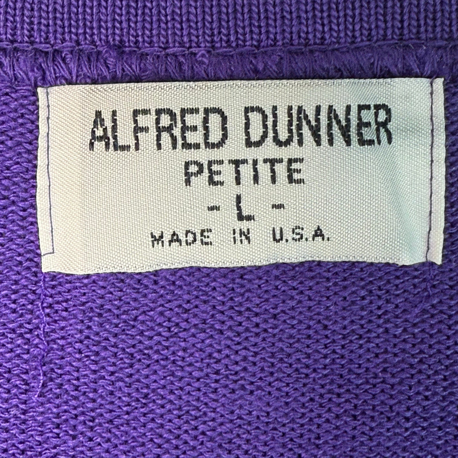 Vintage 90s Women's Large Pettie Purple Sweater Shirt Alfred Dunner Made in USA