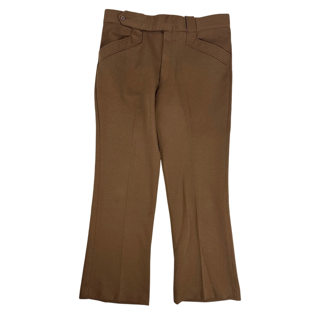Vintage 70s Brown Polyester Doubleknit Flare Leisure Pants Mens Large 36x31