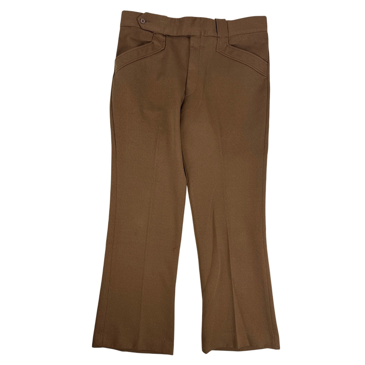 Vintage 70s Brown Polyester Doubleknit Flare Leisure Pants Mens Large 36x31