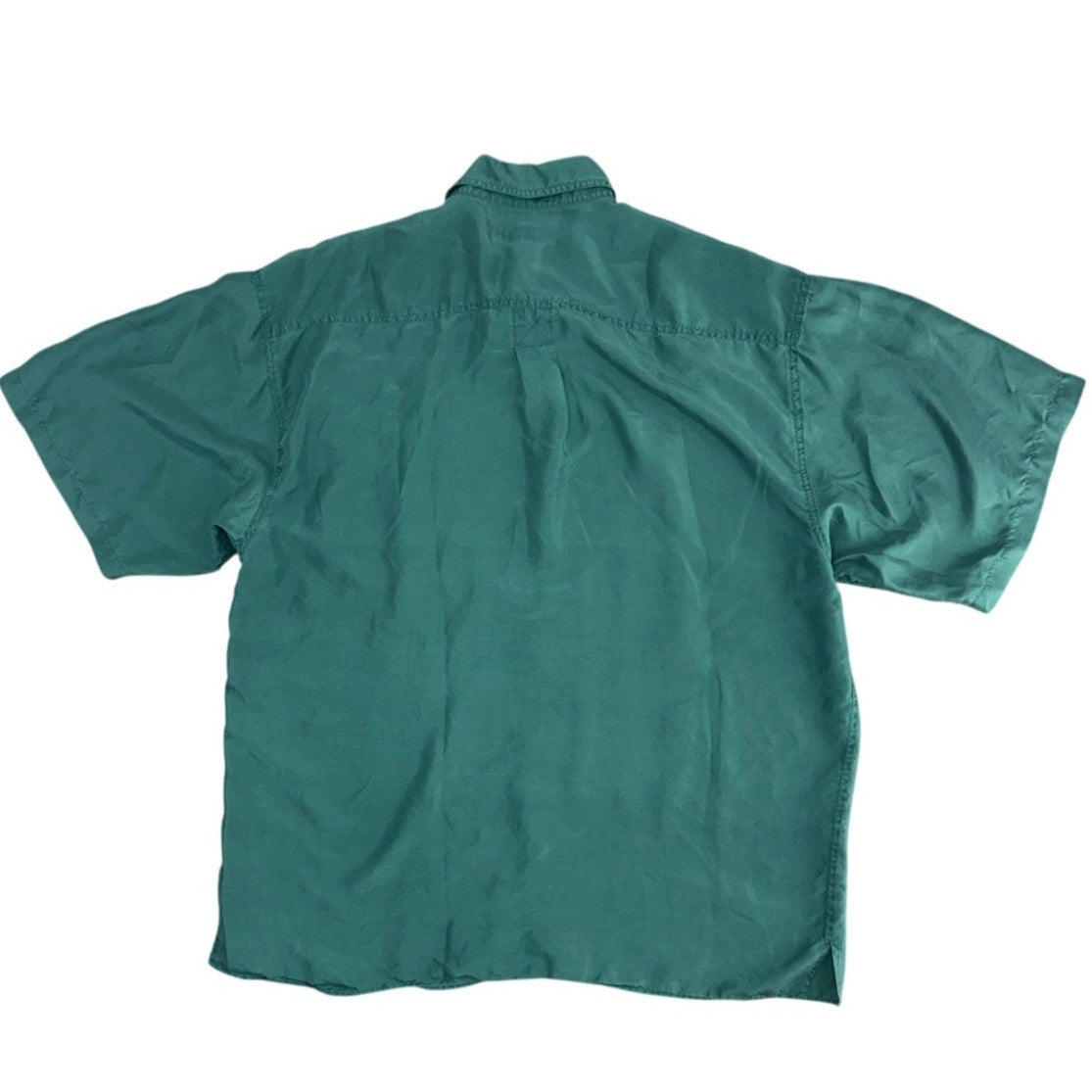 Vintage 90s Bogari Sea Green Silk Camp Shirt Men's XL Button Front