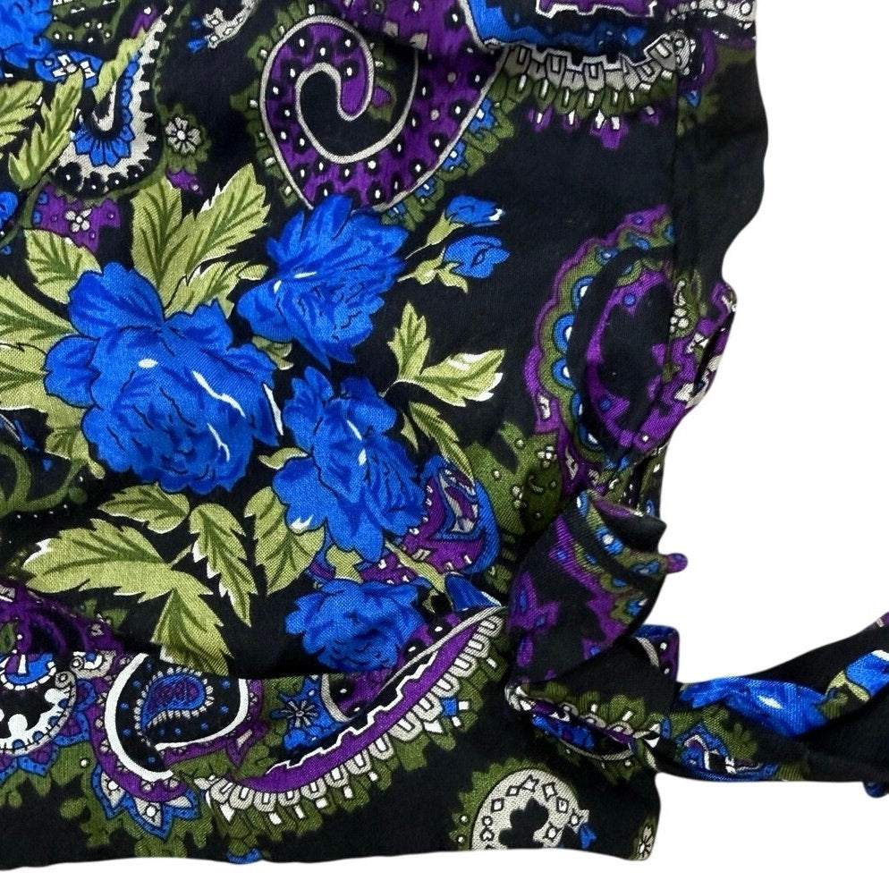 Vintage 80s Jeffrey & Dara Floral Paisley Rayon Maxi Dress Womens 9/10