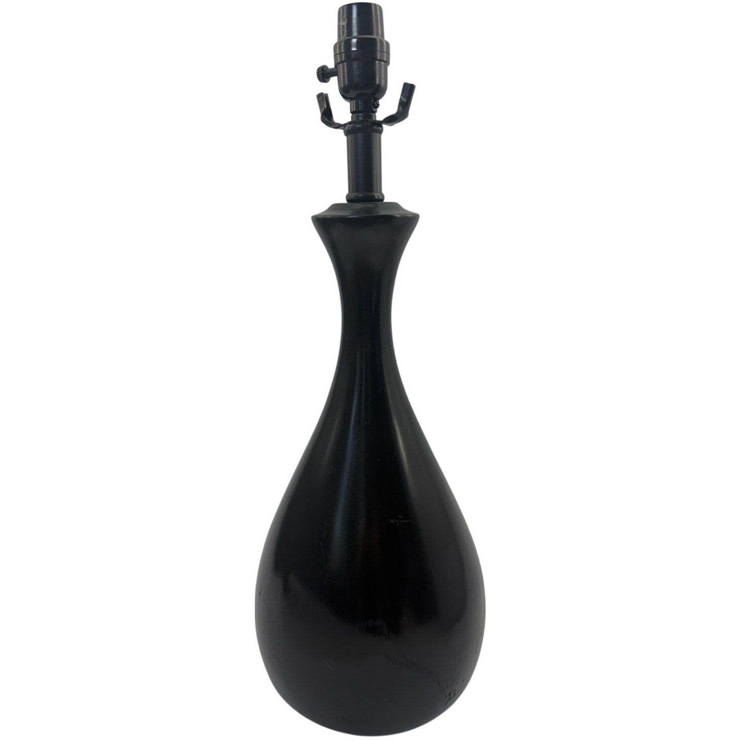 Vintage 60s Black Teardrop Table Lamp 22” Mid Century Modern Style