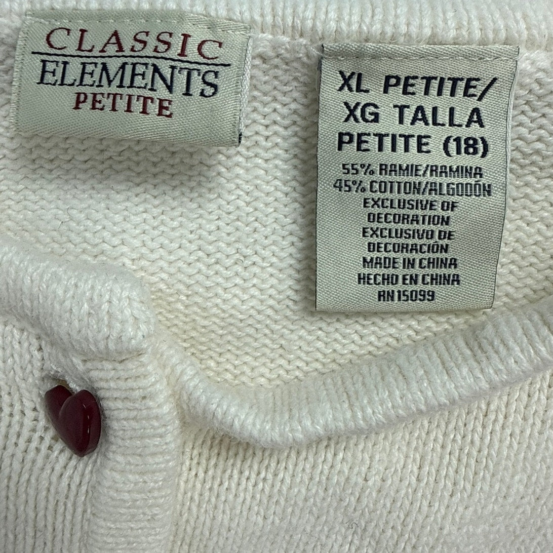 Vintage 90s Classic Elements Cream Poinsettia Christmas Cardigan Women’s Large