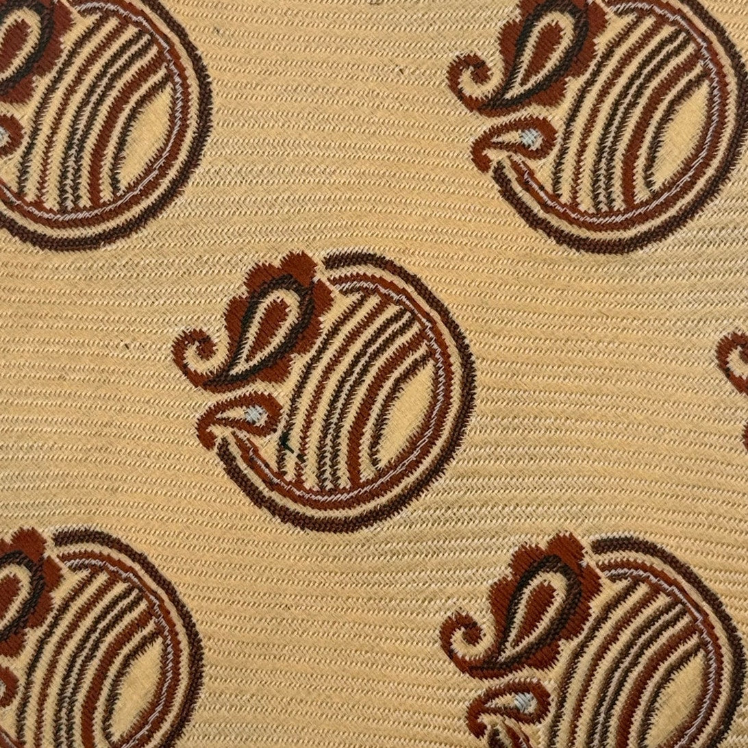 Vintage 70s Snapper Sears Clip-On Tie Taupe Paisley Polyester Wide