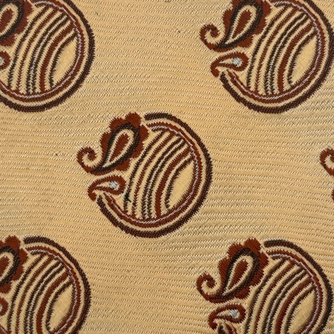Vintage 70s Snapper Sears Clip-On Tie Taupe Paisley Polyester Wide
