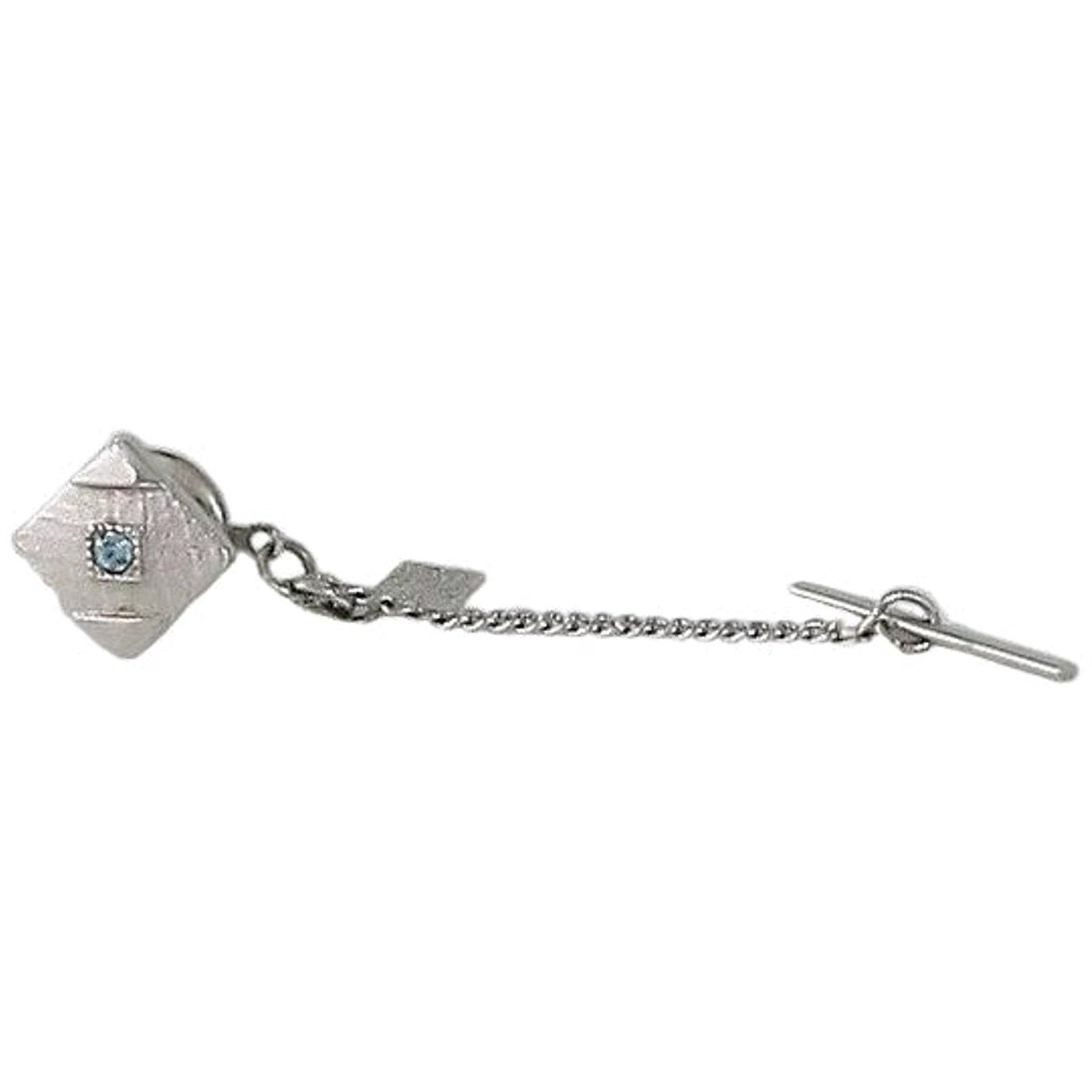 Vintage 70s Sarah Coventry Silver Tone Aqua Tie Tack Men's Jewelry