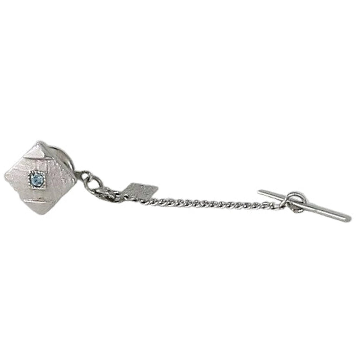Vintage 70s Sarah Coventry Silver Tone Aqua Tie Tack Men's Jewelry