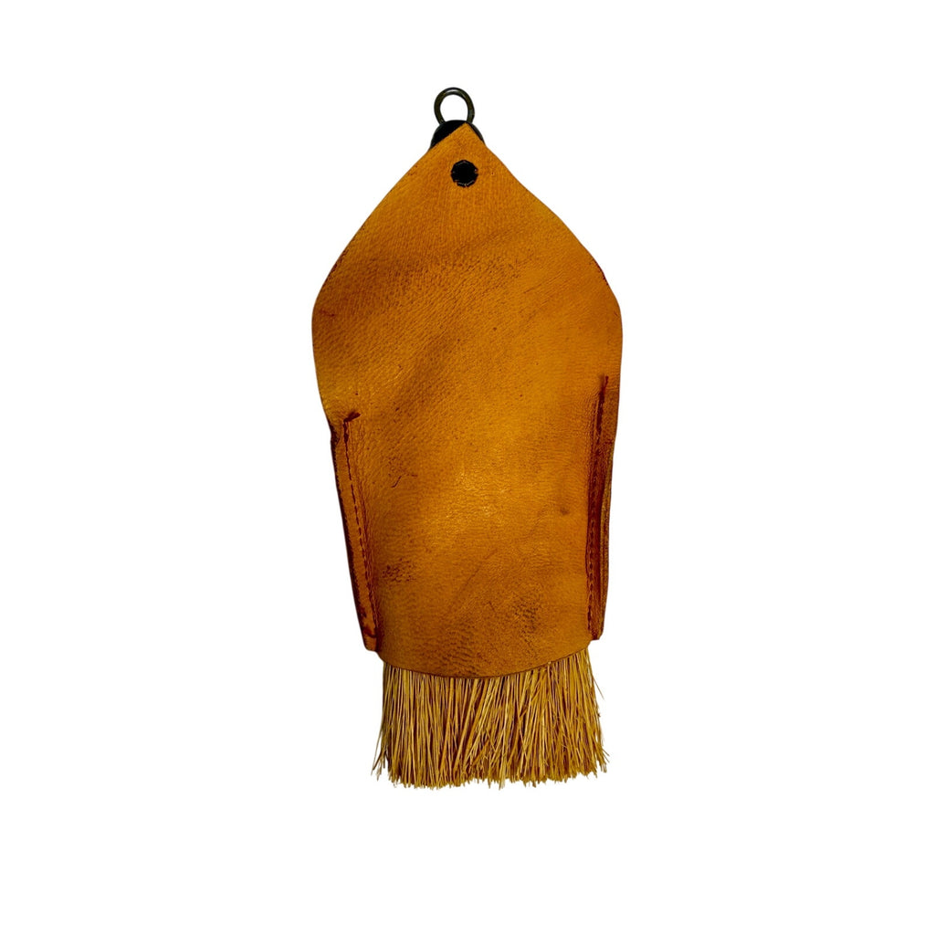 Vintage 60s Nelson BC Tan Leather Whisk Broom Holder Hand Painted Souvenir
