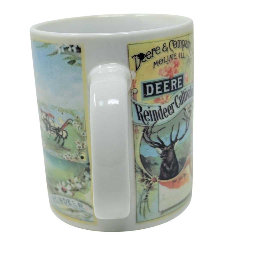 Vintage John Deere Coffee Mug Reindeer Cultivator Farm Tractor Vintage Ceramic