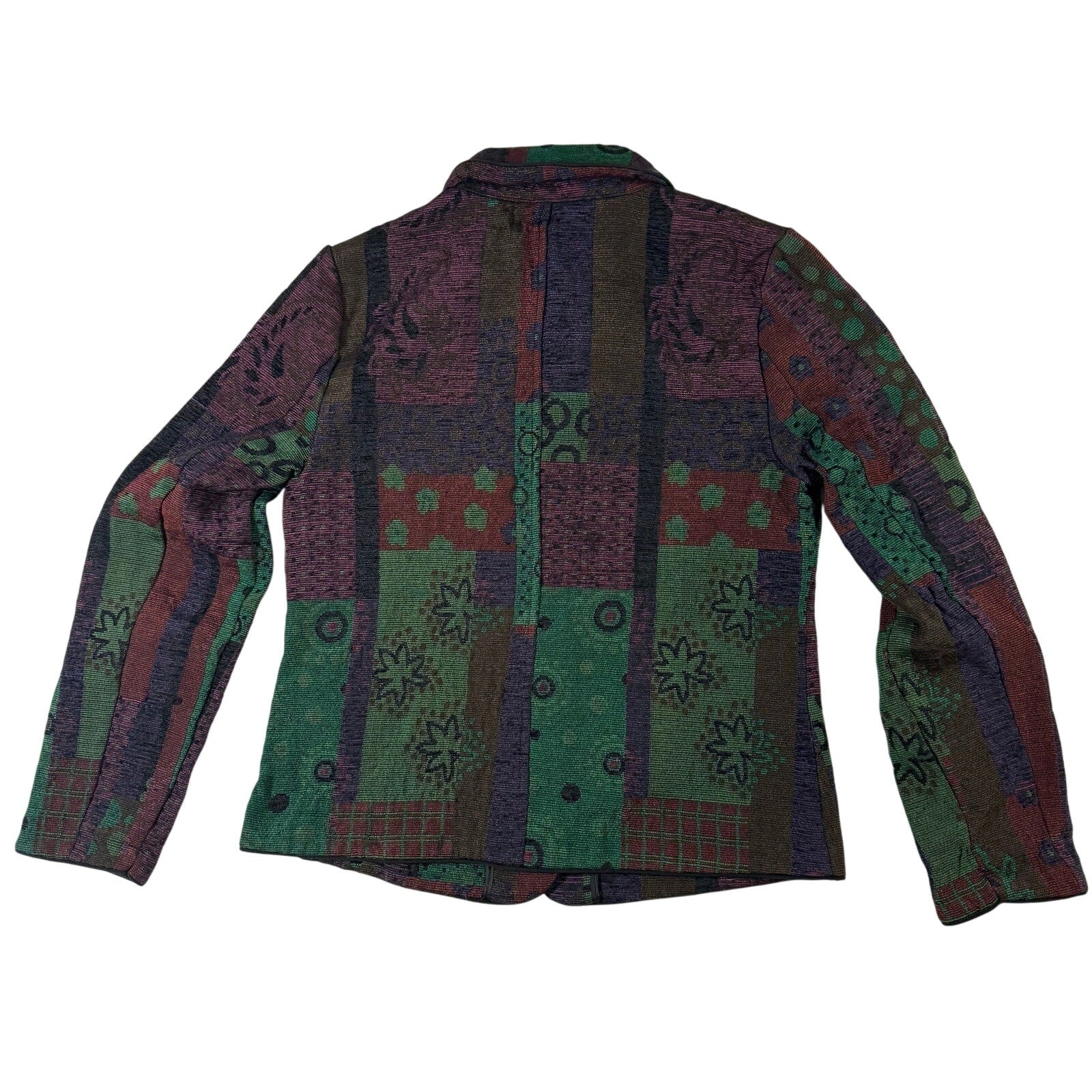 Vintage 90s Christopher & Banks Women's Small Tapestry Jacket Multicolor Bronze Button Artsy
