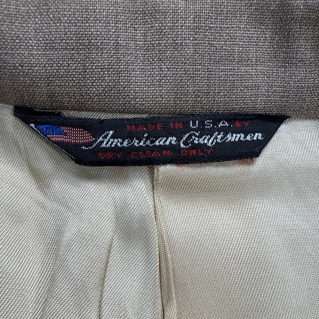 Vintage 90s Stafford Executive Taupe Double Breasted Suit Men's Large USA