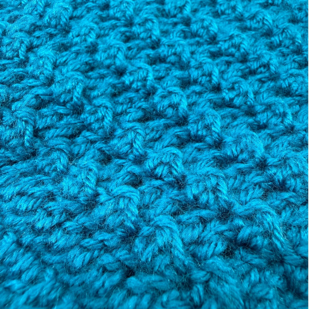 Vintage 90s Turquoise Acrylic Knit Sweater Women's Medium Boxy Ribbed Pullover