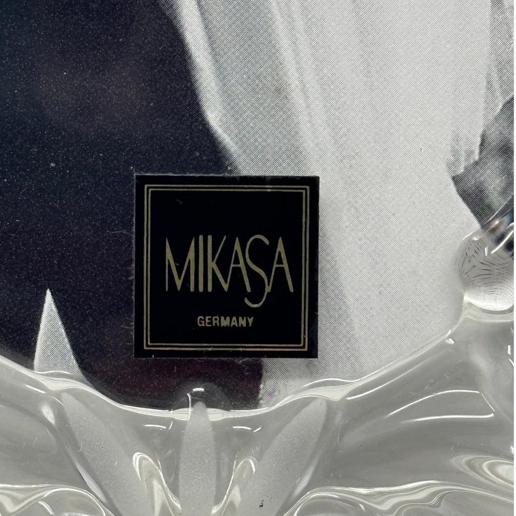 Vintage 90s Mikasa Glass Picture Frame 5x7 Oval Floral Stand 8x6