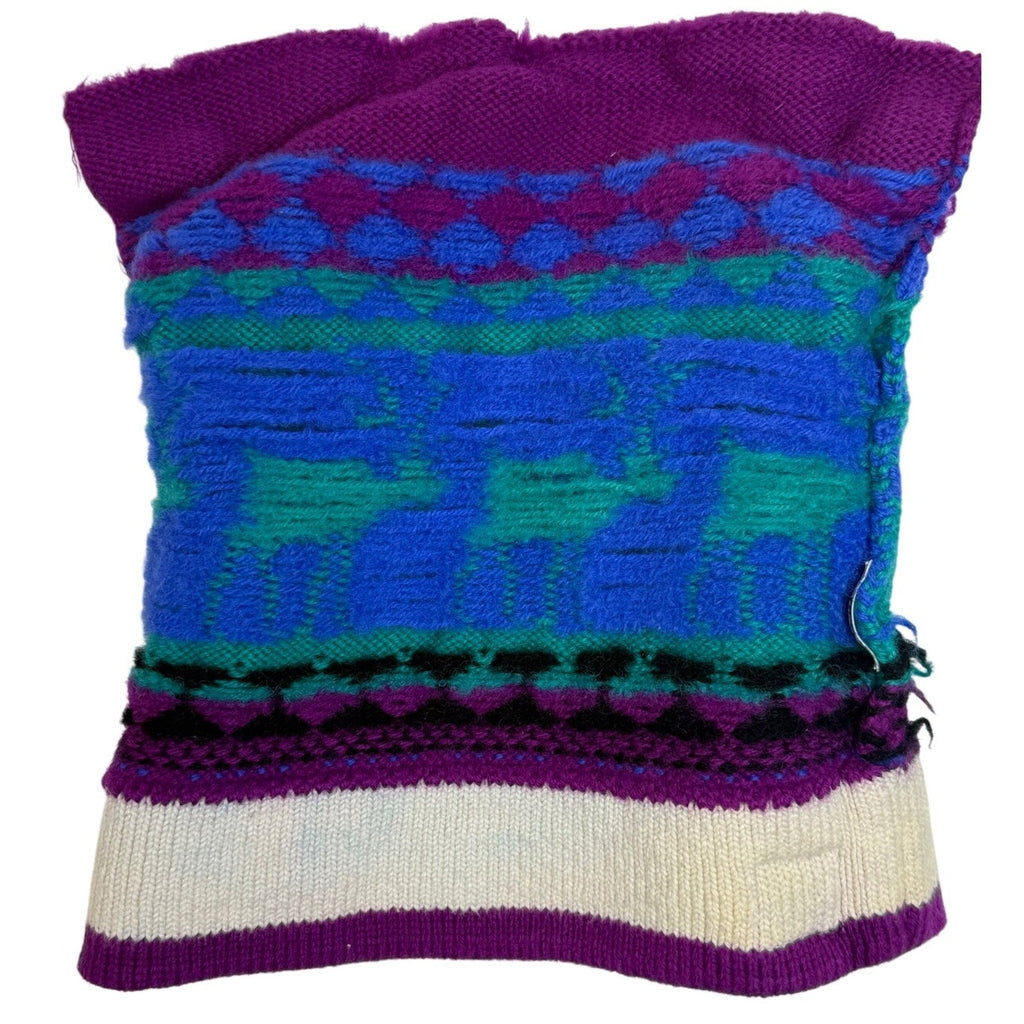 Vintage 90s Columbia Sportswear Wool Fair Isle Beanie Hat Purple Reindeer