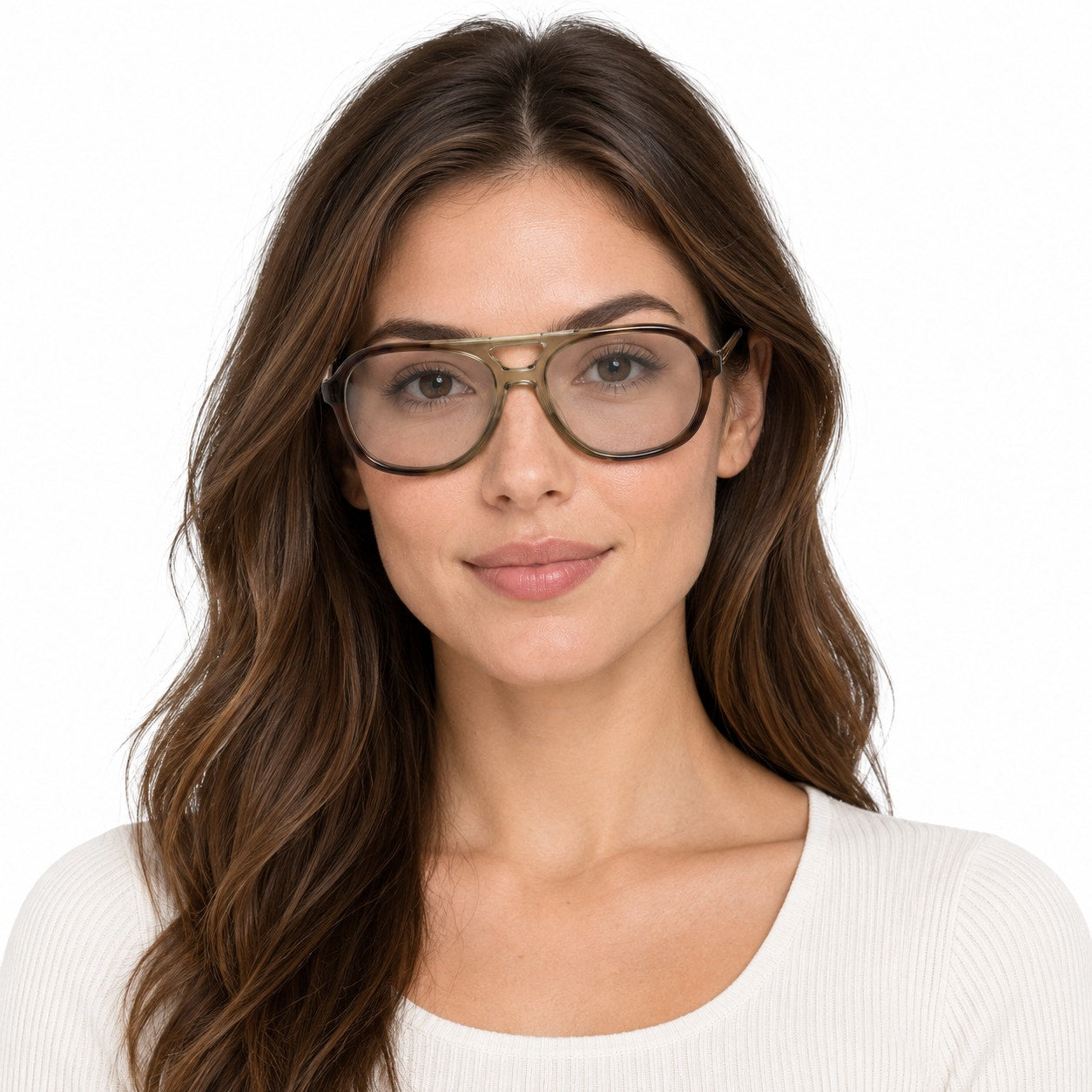 Grant Brown Fade Double Bridge Aviator Eyeglass Frames 55-17-140 Y2K