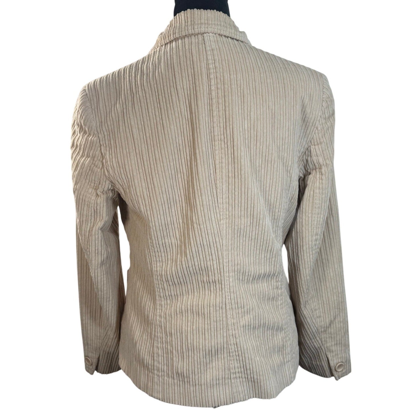 Vintage 2000s Women's 6 Cream Corduroy Blazer Jacket Lined 2 Button