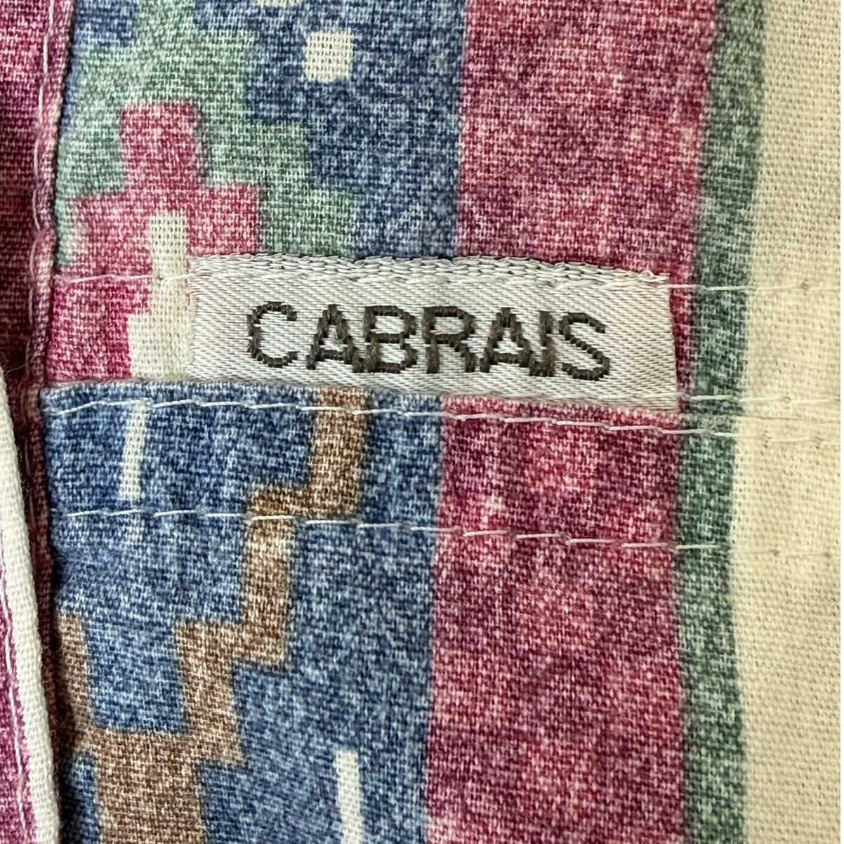Vintage 90s Cabrais Geometric Tribal Cotton Button Front Blouse Women's Medium