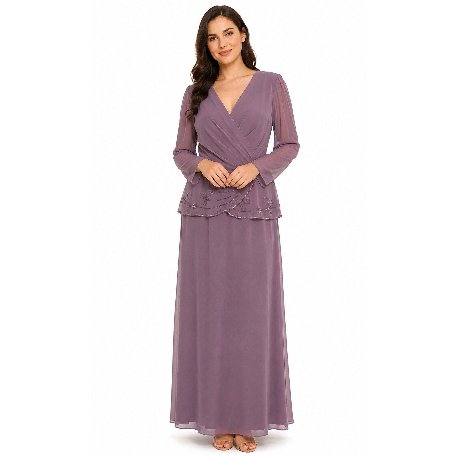 Vintage 70s Patra Plum Sequin Maxi Dress USA Women's Size 14