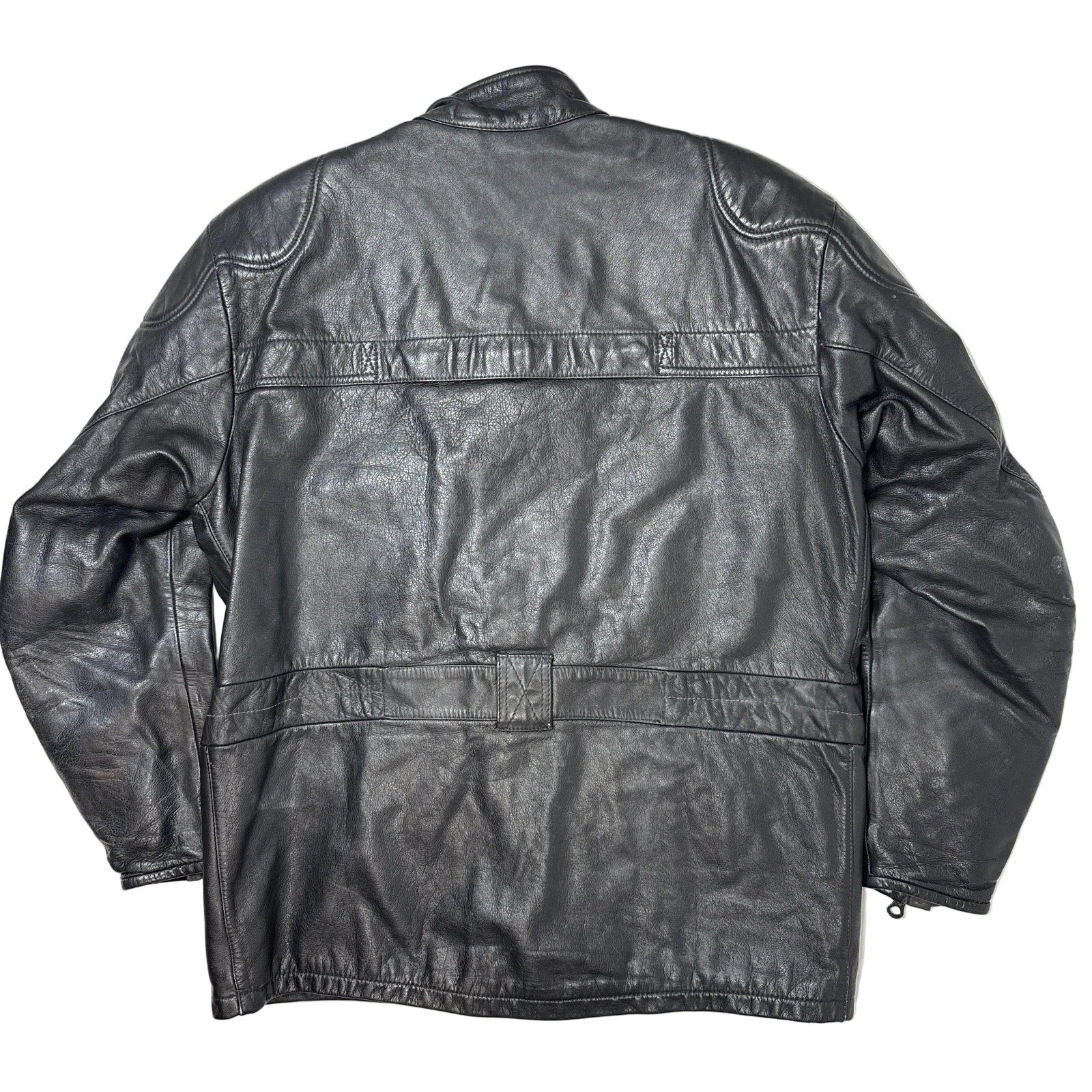 Vintage 80s Mens Large BMW Motorrad Dainese Black Leather Motorcycle Jacket