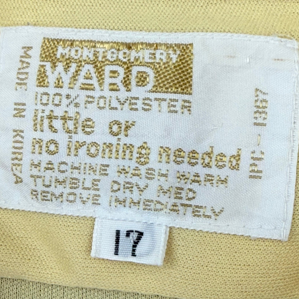 Vintage 70s Mens Large Montgomery Ward Gold Poly Knit Shirt 46 Chest