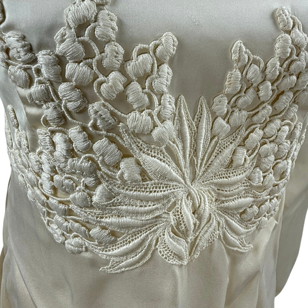 Vintage 1960s William Cahill Ivory Satin Wedding Dress Train Women's XS