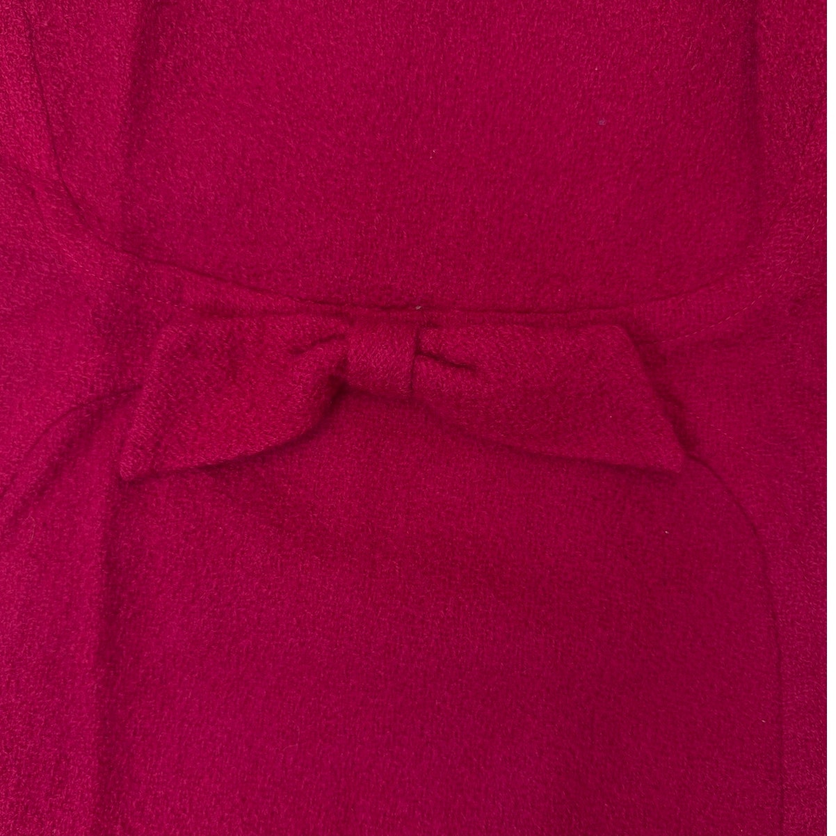 Vintage 60s Berkshire Wine Red Boucle Knit A-Line Dress Bow Accent Womens Medium