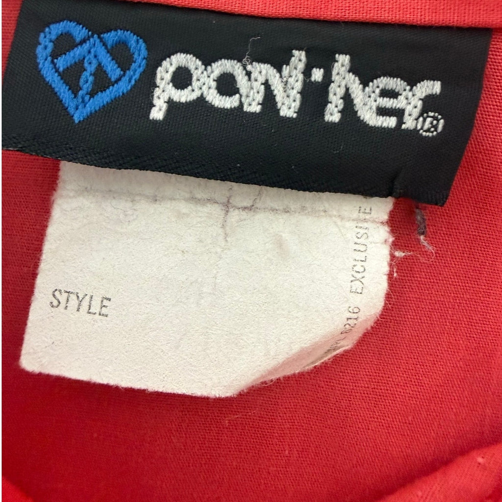 Vintage 60s Panher Women's Medium Pink Red Blouse Patch Pocket Button Shirt