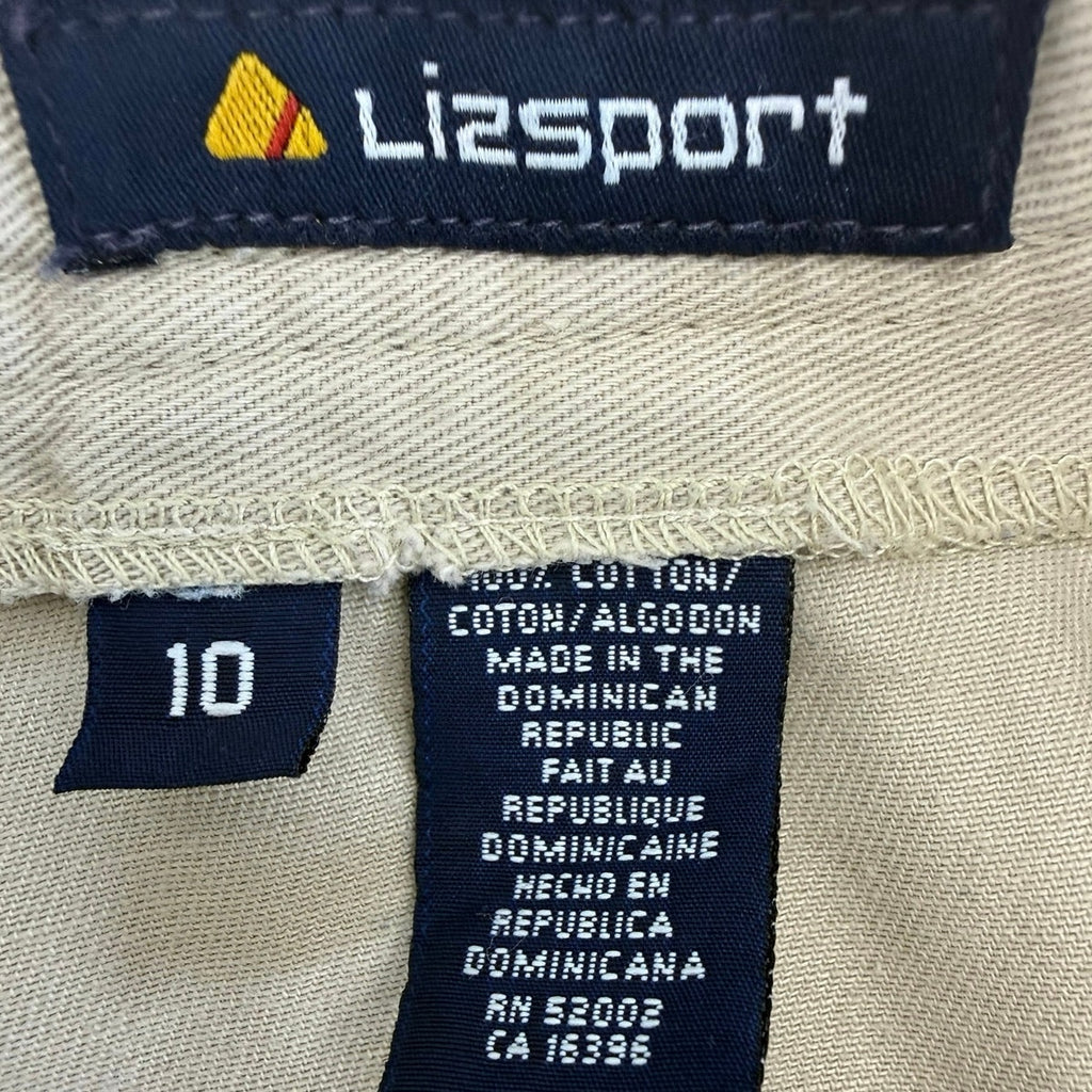Liz Sport Khaki Button Front Midi Skirt Women's Size 10 100% Cotton