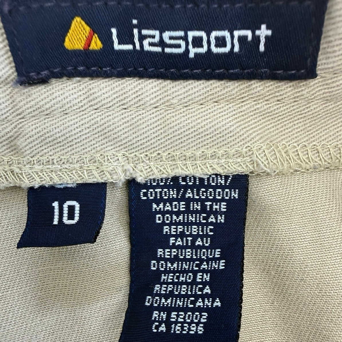 Liz Sport Khaki Button Front Midi Skirt Women's Size 10 100% Cotton