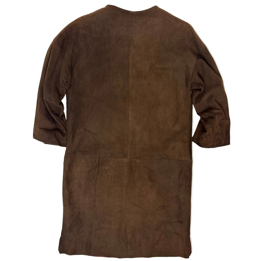 Vintage 60s Brown Leather Coat Double Breasted Princess Seams Women’s XS